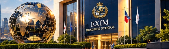 Golden globe beside the EXIM Business School building